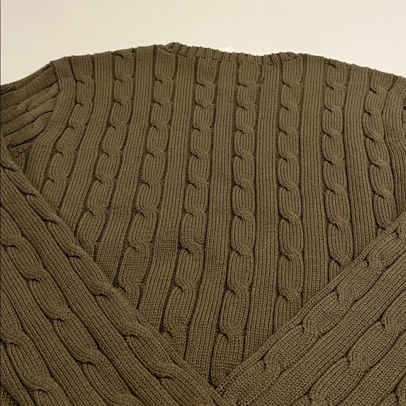 NWT Polo by Ralph Lauren 100% Cotton Cable Knit Army Green Sweater. Size Medium - Picture 5 of 9